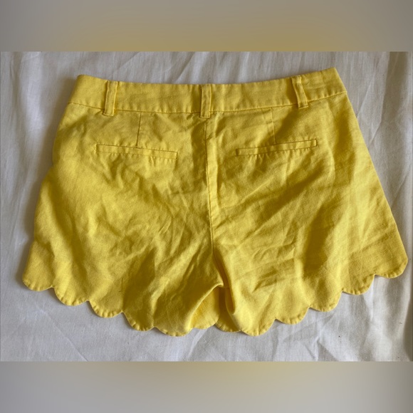 J.Crew Womens Yellow Scallop Linen Shorts Size 2 (8-10 ) NWOT Free Postage 🌻🌻 - Picture 4 of 6